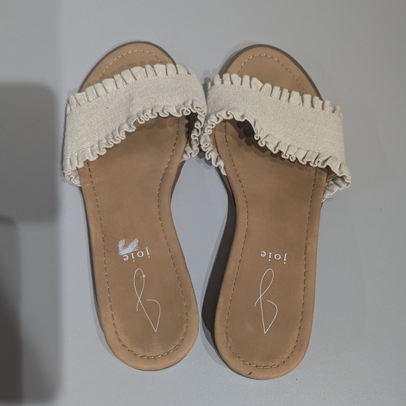 Joie Ruffle Eidel Tan Beige Neutral Slide/Sandals size 7 - Picture 3 of 10